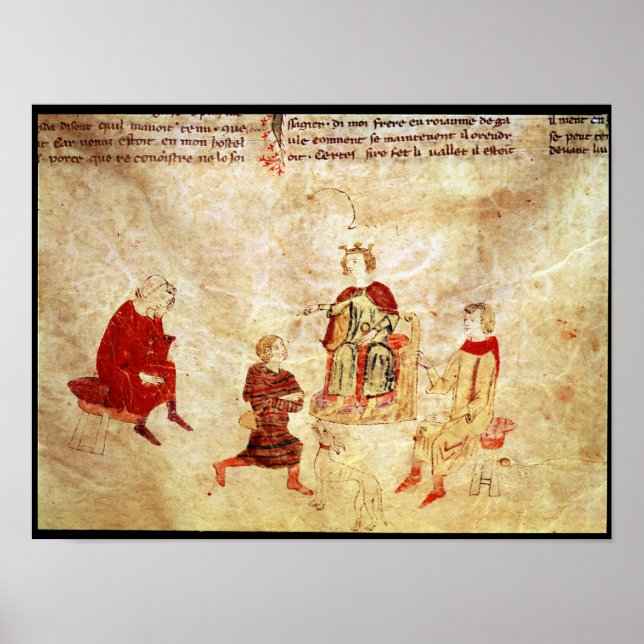 King Arthur on his Throne Surrounded Poster (Front)
