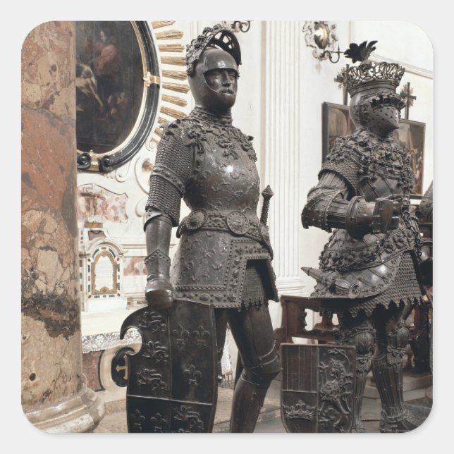 King Arthur, statue from the tomb of Maximilian Square Sticker (Front)