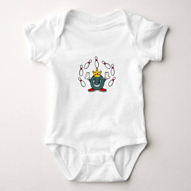 King at Bowling with Bowling pin Baby Bodysuit (Front)