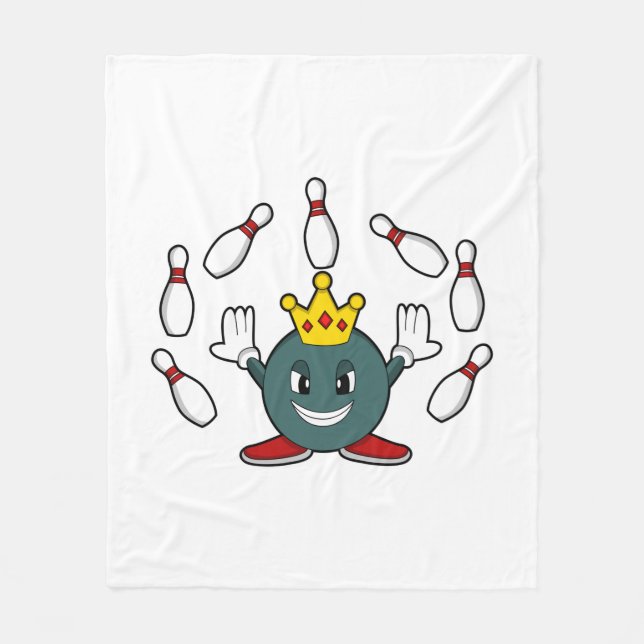 King at Bowling with Bowling pin Fleece Blanket (Front)