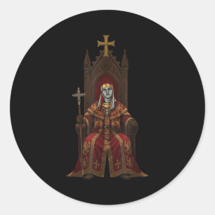 King Baldwin Iv Floral Mask Mediaeval Art Crusader Classic Round Sticker