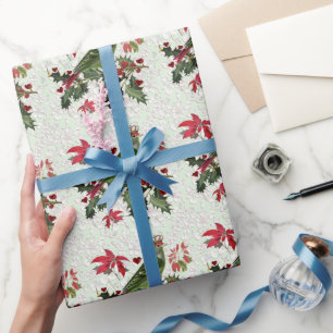 King Bird % Poinsettias Wrapping Paper