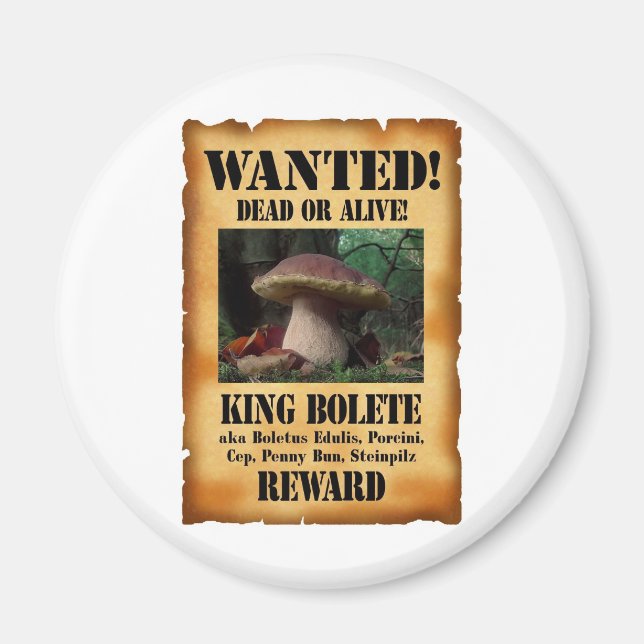 King Bolete - Wanted Dead or Alive Magnet (Front)