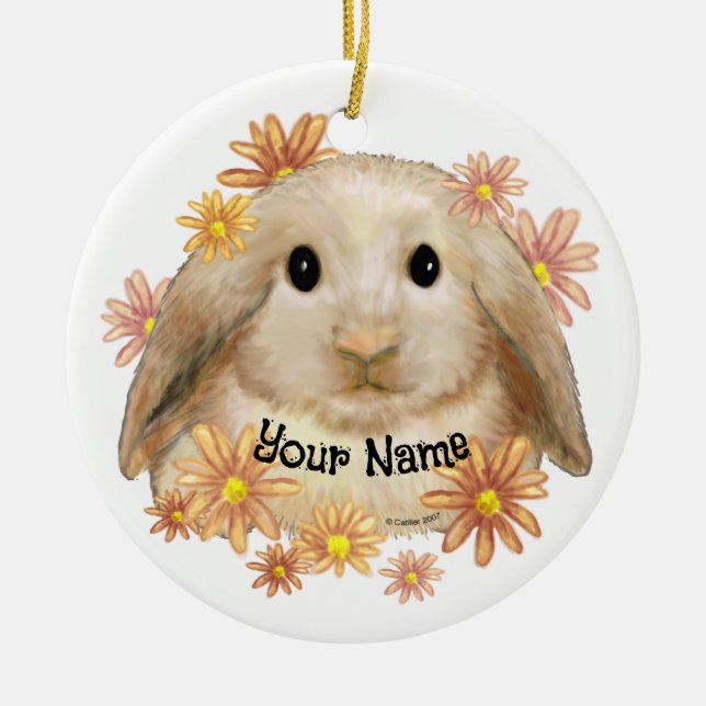 King Bunny Rabbit Ceramic Ornament (Front)