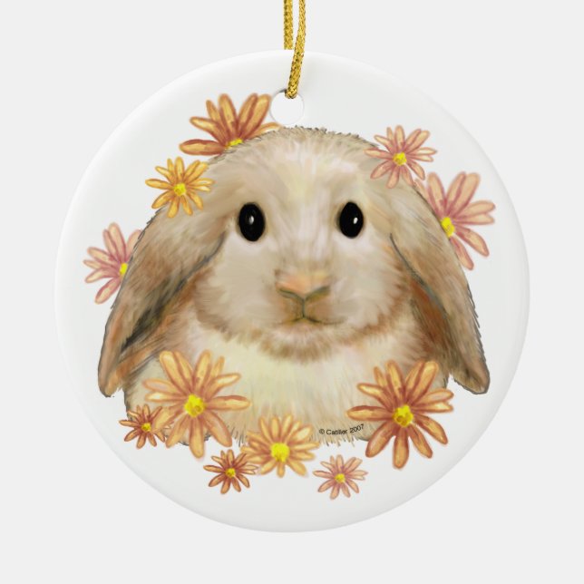 King Bunny Rabbit Ceramic Tree Decoration (Front)