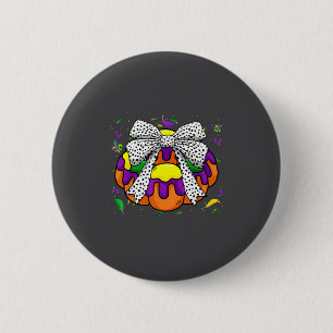 King Cake & Coquette Bow Mardi Gras Fat Tuesda 6 Cm Round Badge