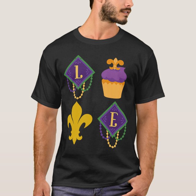 King Cake Love Mardi Gras Parade Shenanigans Carni T-Shirt (Front)