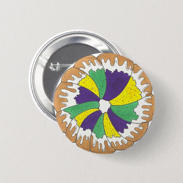 King Cake New Orleans NOLA Mardi Gras Carnival 6 Cm Round Badge (Front & Back)