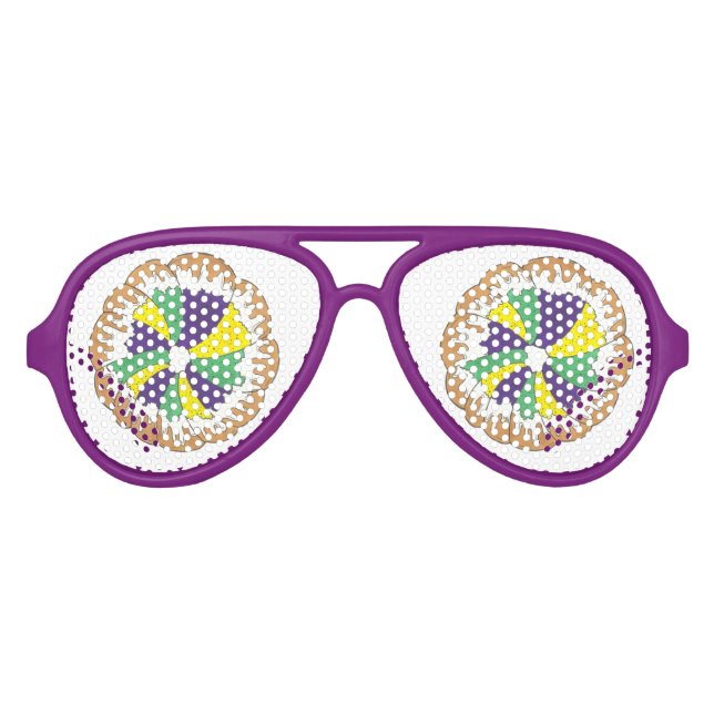 King Cake New Orleans NOLA Mardi Gras Carnival Aviator Sunglasses (Front)