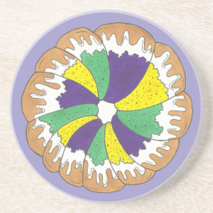 King Cake New Orleans NOLA Mardi Gras Carnival Coaster