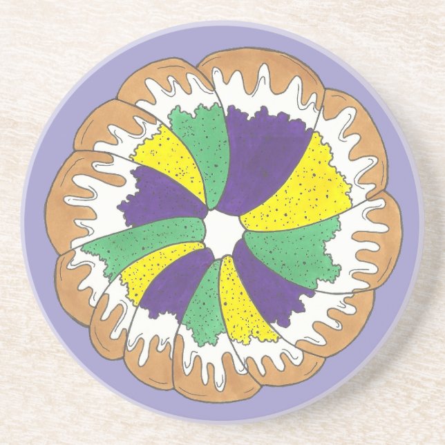 King Cake New Orleans NOLA Mardi Gras Carnival Coaster (Front)