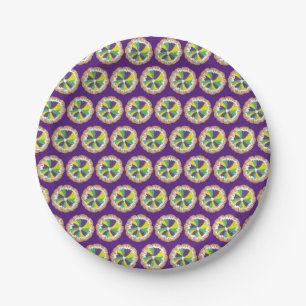 King Cake New Orleans NOLA Mardi Gras Carnival Paper Plate