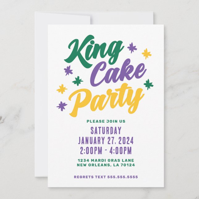 King Cake Party  Invitation (Front)