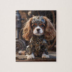 King Cavalier Spaniel Puppy Steampunked, Jigsaw Puzzle