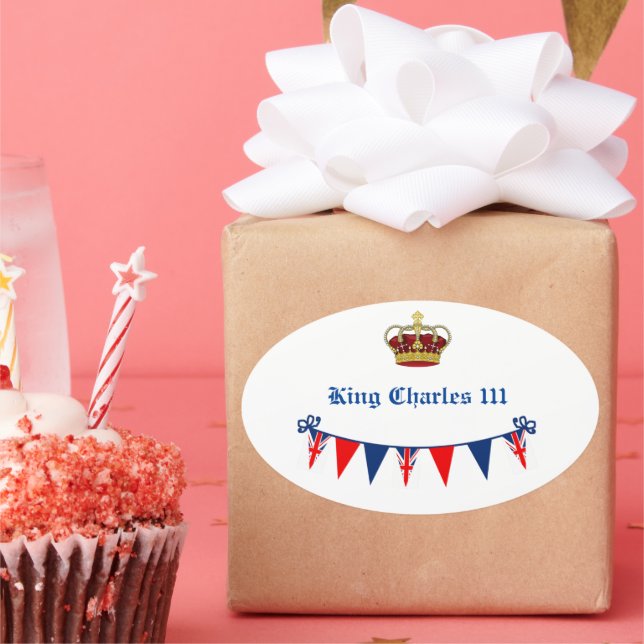 King Charles 111 Crown Oval Sticker (Party)
