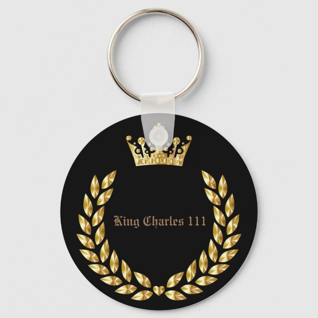King Charles 111 Crown Royal Black/Gold Key Ring (Front)