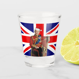 King Charles British Christmas Shot Glass