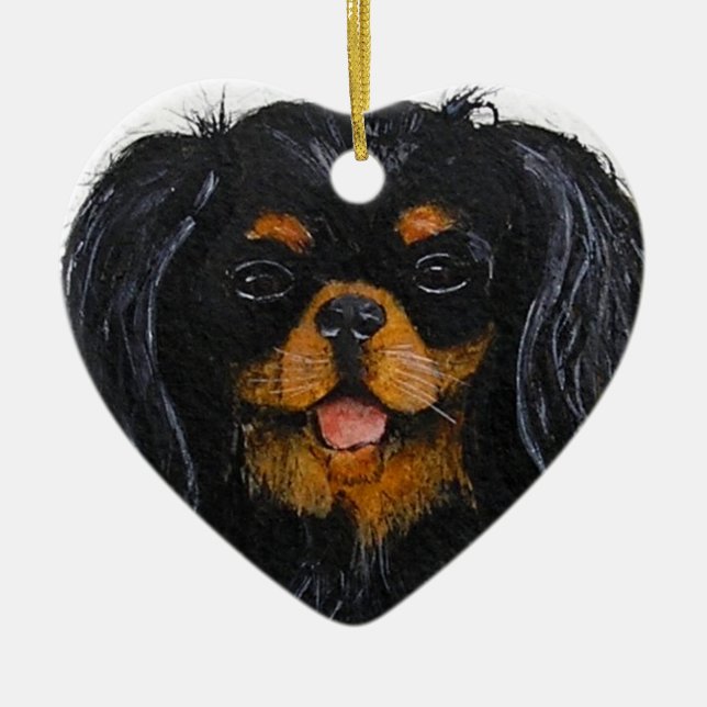 King Charles Cavalier Spaniel black and tan Ceramic Ornament (Front)