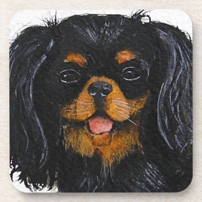 King Charles Cavalier Spaniel black and tan Coaster (Front)