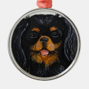 King Charles Cavalier Spaniel black and tan Metal Ornament