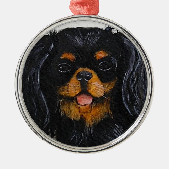 King Charles Cavalier Spaniel black and tan Metal Ornament (Front)