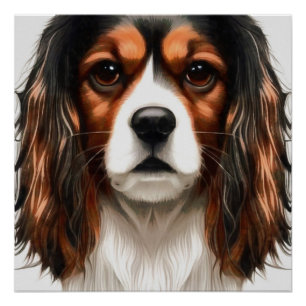 King Charles Cavalier Spaniel Pet Portrait Poster