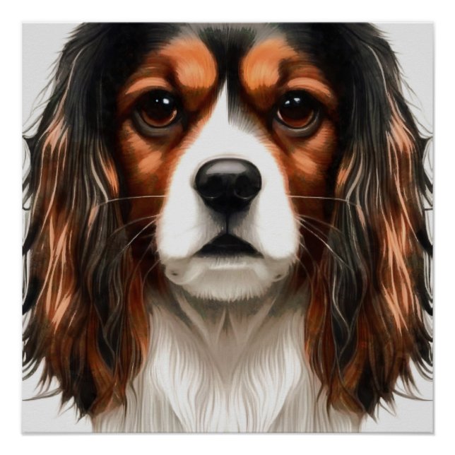 King Charles Cavalier Spaniel Pet Portrait Poster (Front)