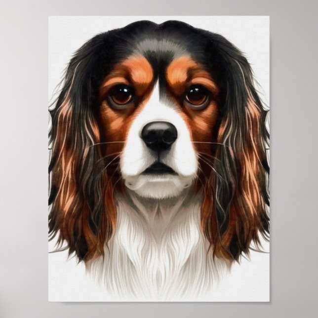 King Charles Cavalier Spaniel Pet Portrait Poster (Front)