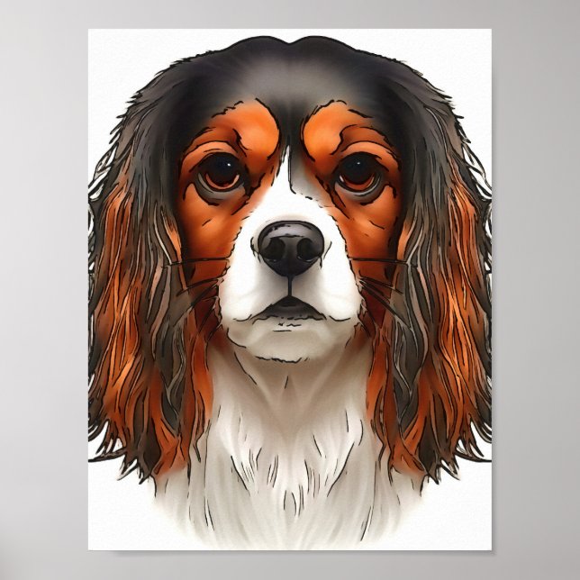 King Charles Cavalier Spaniel Pet Portrait  Poster (Front)