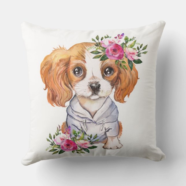 King Charles Cavalier Throw Pillow (Back)