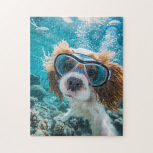 King Charles Cocker Spaniel driving in ocean Jigsaw Puzzle