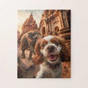 King Charles Cocker Spaniel in Ankor temple Jigsaw Puzzle