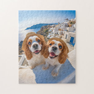 King Charles Cocker Spaniel in Santorini Jigsaw Puzzle