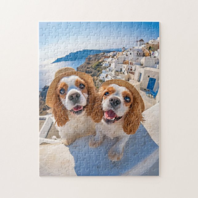 King Charles Cocker Spaniel in Santorini Jigsaw Puzzle (Vertical)