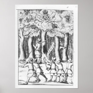 King Charles II  hiding in an oak tree Poster