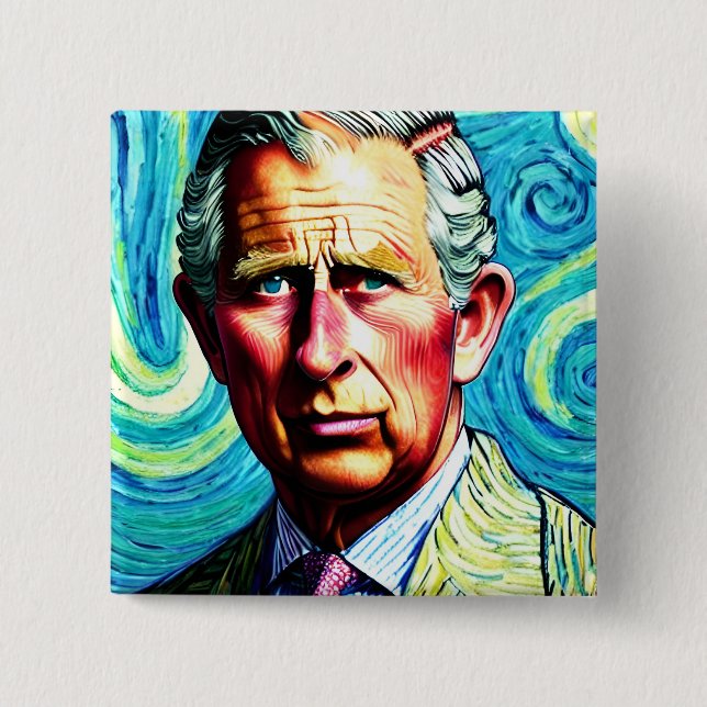 King Charles III 15 Cm Square Badge (Front)