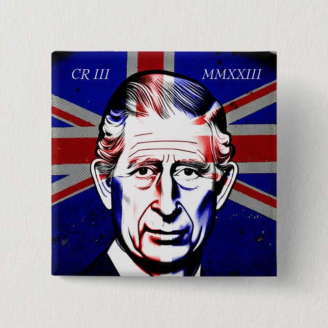 King Charles III 15 Cm Square Badge (Front)