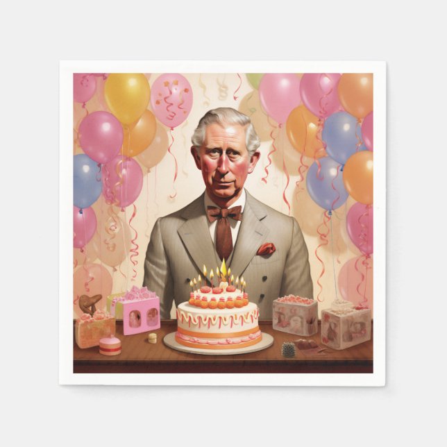 King Charles III Birthday Party Napkin (Front)