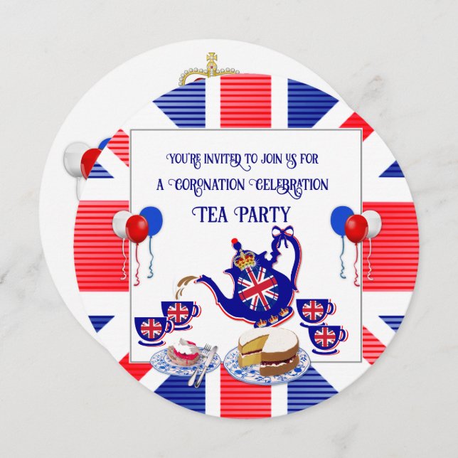 King Charles III Coronation Celebration Tea Party  Invitation (Front/Back)