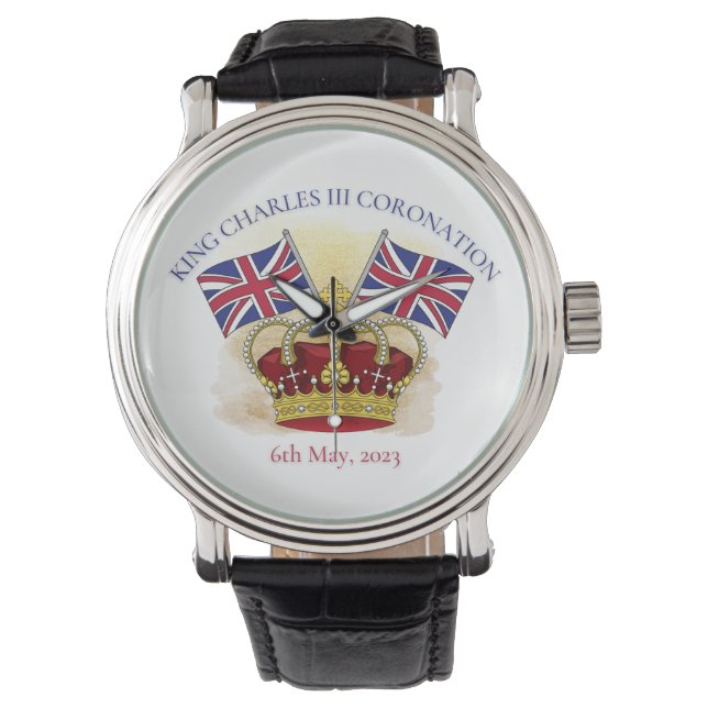King Charles III Coronation Crown and Flags Watch (Front)