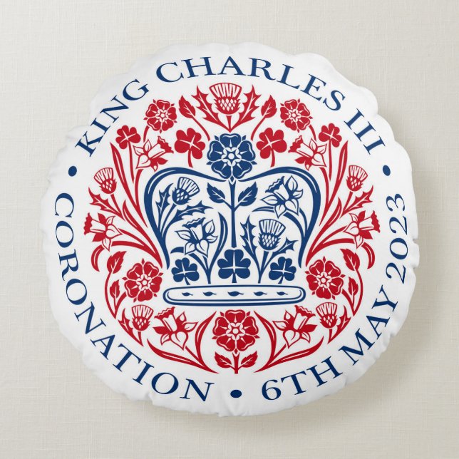 King Charles III Coronation Emblem Cushion (Front)