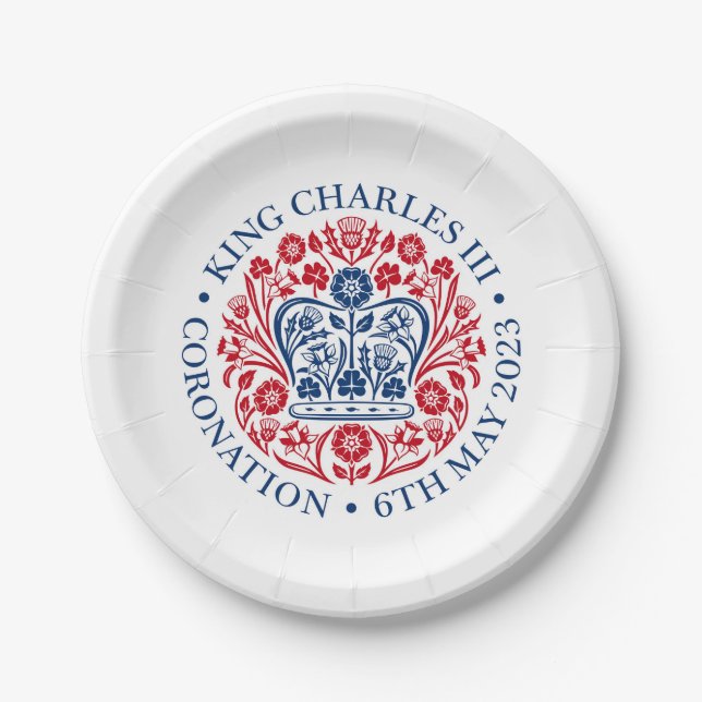 King Charles III Coronation Emblem Paper Plate (Front)