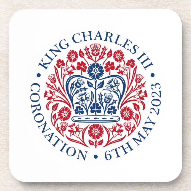 King Charles III Coronation Emblem, Royal Souvenir Coaster (Front)