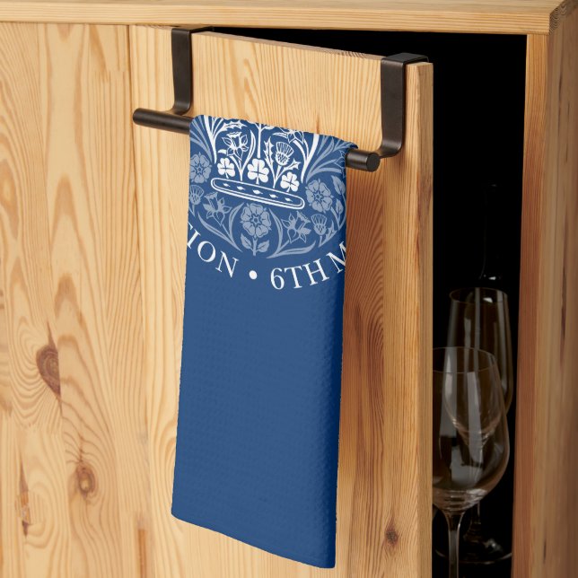 King Charles III Coronation Emblem, Royal Souvenir Tea Towel (Thirds Fold)