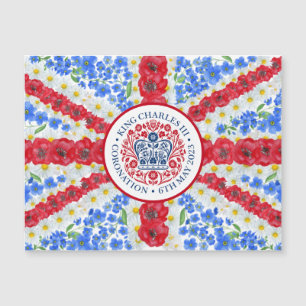 King Charles III Coronation Floral UK Flag magnet