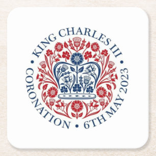 King Charles III Coronation logo Commemorative Square Paper Coaster