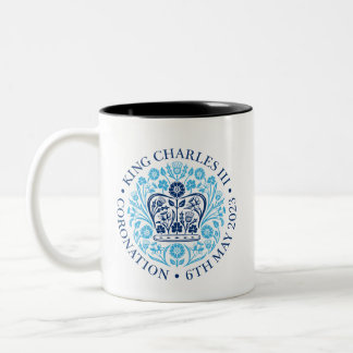 King Charles III Coronation Official design blue Two-Tone Coffee Mug
