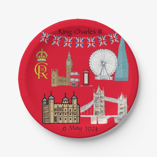 King Charles III Coronation Paper Plate (Front)