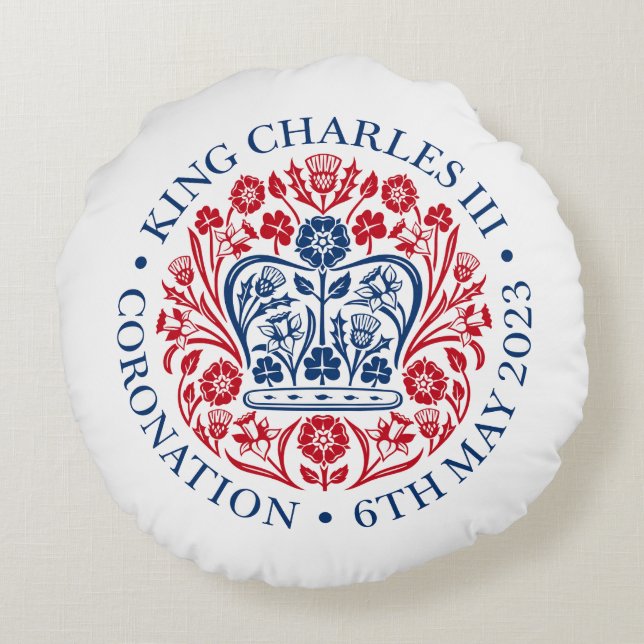 King Charles III Coronation Round Cushion (Back)