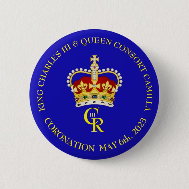 KIng Charles III Coronation Souvenir 6 Cm Round Badge (Front)